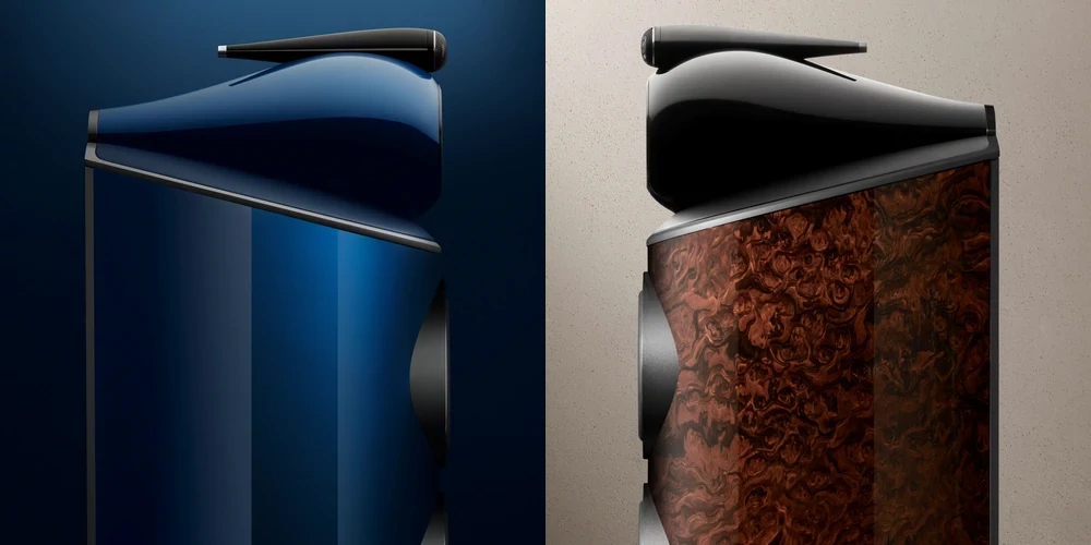 Bowers & Wilkins 801 D4 Signature Midnight Blue Metallic és California Burl Gloss