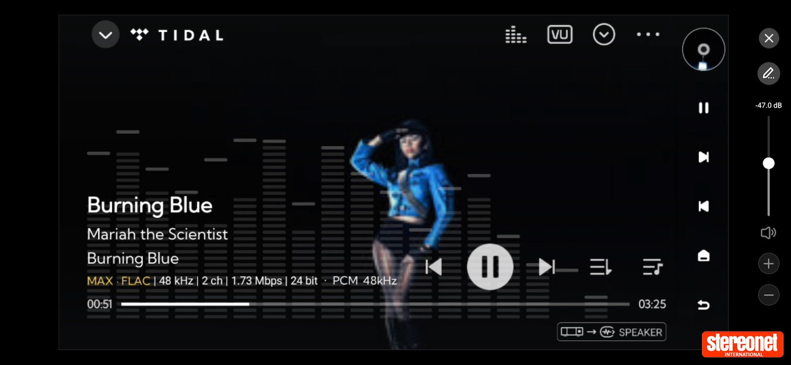 Az Eversolo Play kijelzője