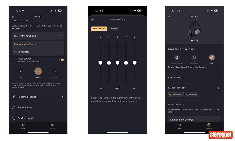 Bowers & Wilkins PX7 S3 - applikáció
