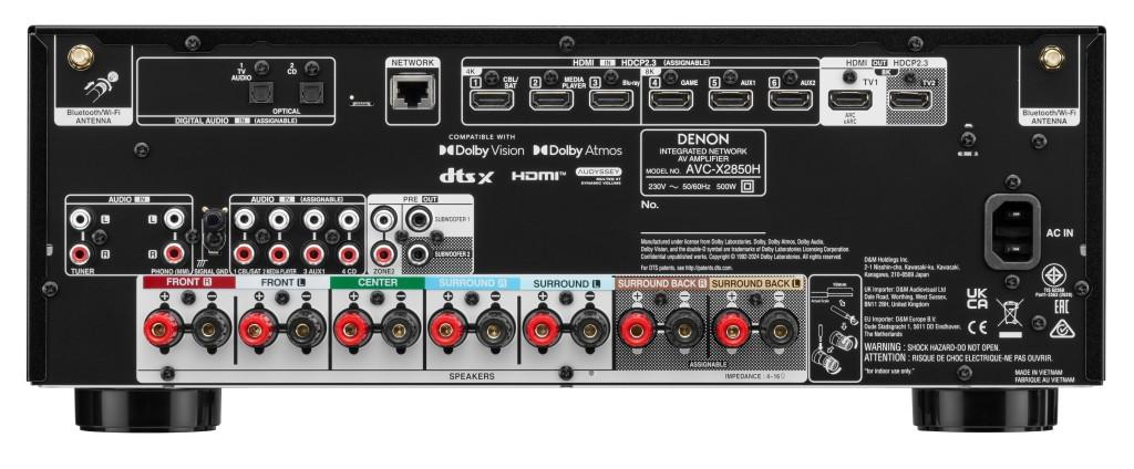 DENON AVC-X2850H házimozi erősítő fekete hátlap